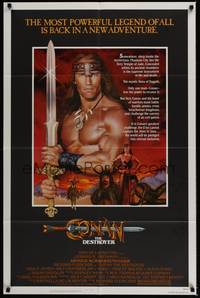 6c176 CONAN THE DESTROYER 1sh '84 Arnold Schwarzenegger is the most powerful legend of all!