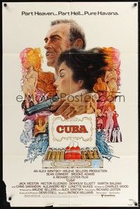 6c187 CUBA 1sh '79 cool artwork of Sean Connery & Brooke Adams and cigars!