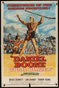 6c193 DANIEL BOONE TRAIL BLAZER 1sh '56 art of Bruce Bennett, conqueror of the savage frontier!