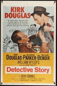 6c212 DETECTIVE STORY 1sh R60 William Wyler, Kirk Douglas knew too much about Eleanor Parker!