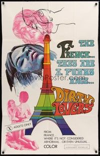 6c218 DIRTY LOVERS 1sh '70 French are funny about sex!