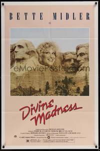 6c219 DIVINE MADNESS style A 1sh '80 wacky image of Bette Midler as part of Mt. Rushmore!