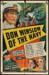 6c224 DON WINSLOW OF THE NAVY 1sh '41 entire serial, Don Terry in the title role, John Litel!