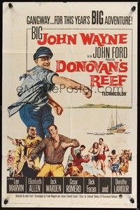 6c229 DONOVAN'S REEF 1sh '63 John Ford, great art of punching sailor John Wayne & Lee Marvin!