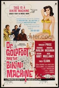 6c234 DR. GOLDFOOT & THE BIKINI MACHINE 1sh '65 Vincent Price, sexy babes with kiss & kill buttons!