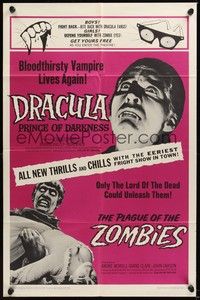 6c238 DRACULA PRINCE OF DARKNESS/PLAGUE OF THE ZOMBIES 1sh '66 bloodsuckers & undead double-bill!