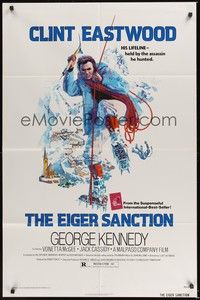 6c248 EIGER SANCTION 1sh '75 Clint Eastwood's lifeline was held by the assassin he hunted!
