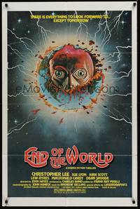 6c253 END OF THE WORLD 1sh '77 wild art of strange creature emerging from the Earth!