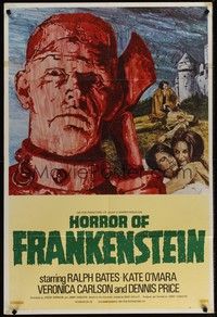 6c427 HORROR OF FRANKENSTEIN English 1sh '71 Hammer horror, close up art of monster with axe!