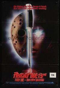 6c328 FRIDAY THE 13th PART VII int'l 1sh '88 The New Blood, Jason is back, slasher horror sequel!