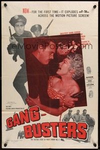 6c338 GANG BUSTERS 1sh '54 Public Enemy No 4, based on hit TV and radio show!