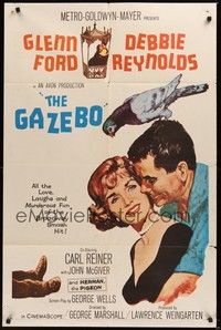 6c341 GAZEBO 1sh '60 great romantic art of Glenn Ford w/pigeon & Debbie Reynolds!