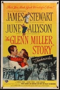 6c352 GLENN MILLER STORY 1sh '54 James Stewart in the title role, June Allyson, Louis Armstrong!