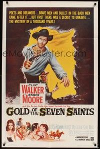 6c358 GOLD OF THE SEVEN SAINTS 1sh '61 Clint Walker, Roger Moore, the mystery of a thousand years!