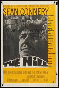 6c419 HILL 1sh '65 directed by Sidney Lumet, great close up of Sean Connery!