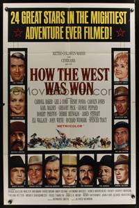 6c436 HOW THE WEST WAS WON 1sh '64 John Ford epic, Debbie Reynolds, Gregory Peck & all-star cast!
