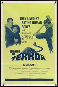 6c458 ISLAND OF TERROR 1sh '67 Peter Cushing, Edward Judd & pretty Carole Gray in peril!