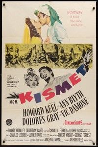 6c484 KISMET 1sh '56 Howard Keel, Ann Blyth, ecstasy of song, spectacle & love!