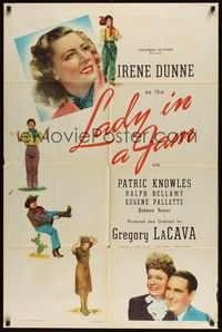 6c493 LADY IN A JAM style D 1sh '42 Irene Dunne, Patrick Knowles, Ralph Bellamy, Eugene Pallette