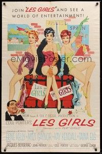 6c514 LES GIRLS 1sh '57 art of Gene Kelly + sexy Mitzi Gaynor, Kay Kendall & Taina Elg!
