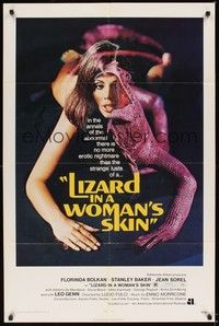 6c529 LIZARD IN A WOMAN'S SKIN 1sh '71 Lucio Fulci, wild image of half woman half lizard!