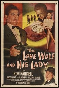 6c530 LONE WOLF & HIS LADY 1sh '49 noir, Ron Randell leaping into his hottest crime adventure!