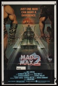 6c549 MAD MAX 2: THE ROAD WARRIOR int'l 1sh '81 Mel Gibson returns as Mad Max, cool art by Obrero!
