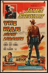 6c564 MAN FROM LARAMIE 1sh '55 three images of James Stewart, directed by Anthony Mann!