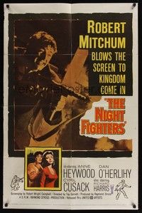 6c640 NIGHT FIGHTERS 1sh '60 Robert Mitchum blows the screen to kingdom come!