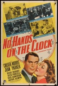6c646 NO HANDS ON THE CLOCK style A 1sh '41 Chester Morris gets a kiss from Jean Parker!