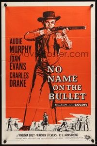 6c648 NO NAME ON THE BULLET 1sh '59 Audie Murphy as the strangest killer who ever stalked the West!