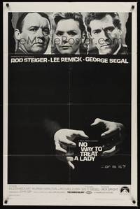 6c649 NO WAY TO TREAT A LADY 1sh '68 Rod Steiger, Lee Remick & George Segal!