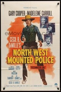6c652 NORTH WEST MOUNTED POLICE 1sh R58 Cecil B. DeMille, Gary Cooper, Madeleine Carroll