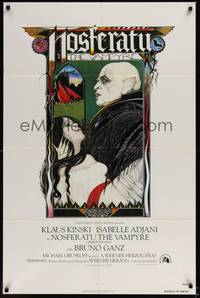 6c653 NOSFERATU THE VAMPYRE 1sh '79 Klaus Kinski, Werner Herzog, classic Palladini vampire art!