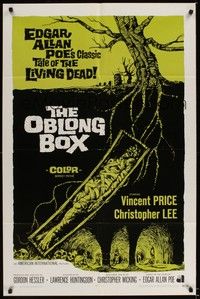 6c656 OBLONG BOX int'l 1sh '69 Vincent Price, Christopher Lee, Edgar Allan Poe, cool horror art!