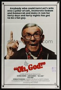 6c659 OH GOD int'l 1sh '77 directed by Carl Reiner, great super close up of wacky George Burns!