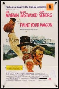 6c680 PAINT YOUR WAGON 1sh '69 art of Clint Eastwood, Lee Marvin & pretty Jean Seberg!
