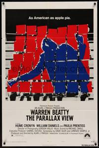 6c686 PARALLAX VIEW style B 1sh '74 Warren Beatty, as American as apple pie, cool image!