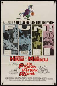 6c701 PIGEON THAT TOOK ROME 1sh '62 great images of Charlton Heston & sexy Elsa Martinelli!