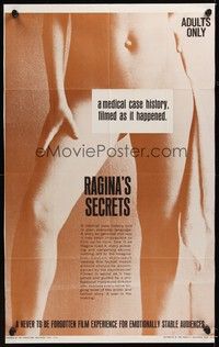 6c751 RAGINA'S SECRETS 1sh '69 X-Rated medical cast history, filmed as it happened!