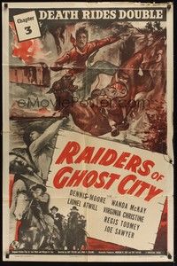 6c753 RAIDERS OF GHOST CITY Chap3 1sh '44 Dennis Moore western serial, Death Rides Double!