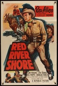 6c762 RED RIVER SHORE 1sh '53 cool full-length artwork of cowboy Rex Allen pointing gun!