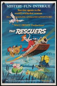 6c767 RESCUERS 1sh '77 Disney mouse mystery adventure cartoon from the depths of Devil's Bayou!