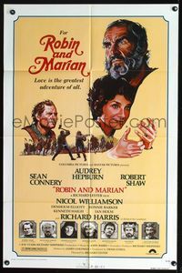 6c776 ROBIN & MARIAN 1sh '76 art of Sean Connery & Audrey Hepburn by Drew Struzan!