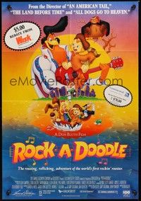 6c777 ROCK-A-DOODLE video 1sh '91 Don Bluth's cartoon adventure of the first rockin' rooster!