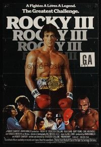 6c778 ROCKY III English 1sh '82 boxer & director Sylvester Stallone w/gloves & belt, Mr. T!