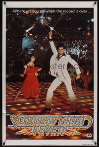 6c788 SATURDAY NIGHT FEVER teaser 1sh '77 best disco dancer John Travolta & Karen Lynn Gorney!