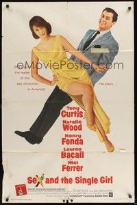 6c805 SEX & THE SINGLE GIRL 1sh '65 great full-length image of Tony Curtis & sexiest Natalie Wood!