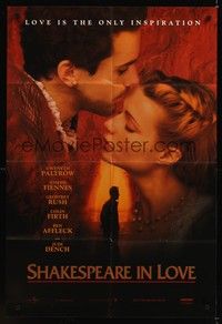 6c808 SHAKESPEARE IN LOVE teaser 1sh '98 romantic close up of Gwyneth Paltrow & Joseph Fiennes!