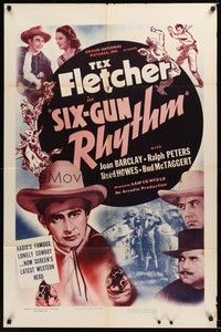 6c827 SIX-GUN RHYTHM 1sh '39 Tex Fletcher, Joan Barclay, Sam Newfield western!